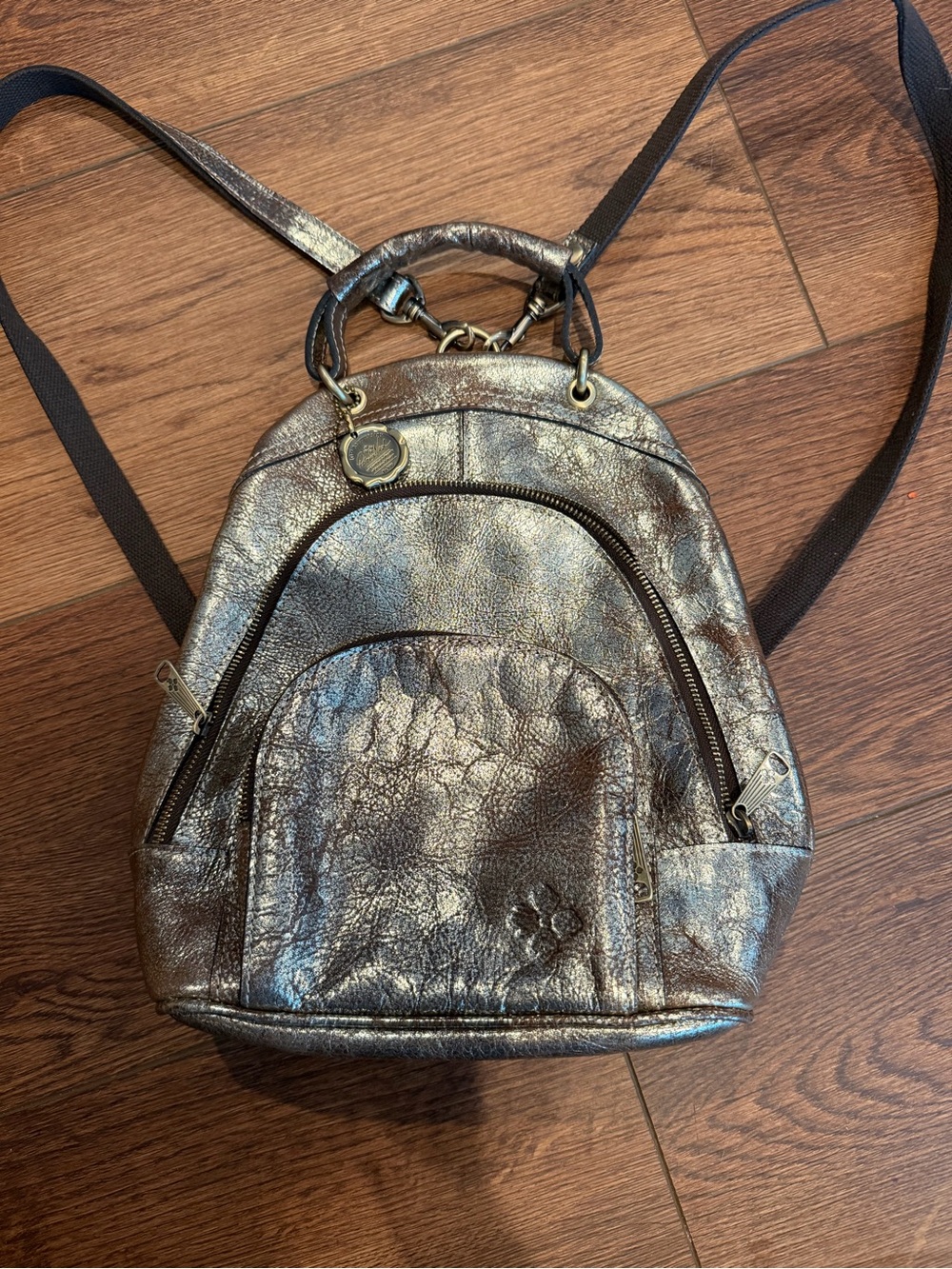 Patricia Nash Alencon Backpack Distressed Metallic Chocolate Leather NWOT